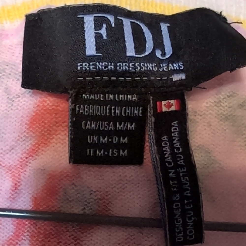 Lightweight FDJ Floral V-Neck Sweater - Pink Green Yellow Medium A bit Nubbly*** - Picture 2 of 5